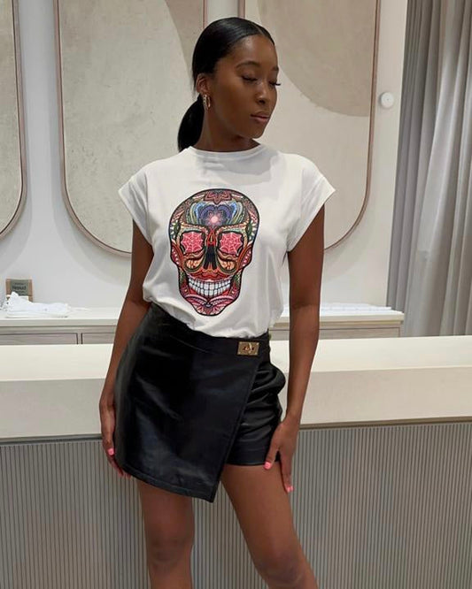 Copy of Astrid Womens White Skull Tee Shirt