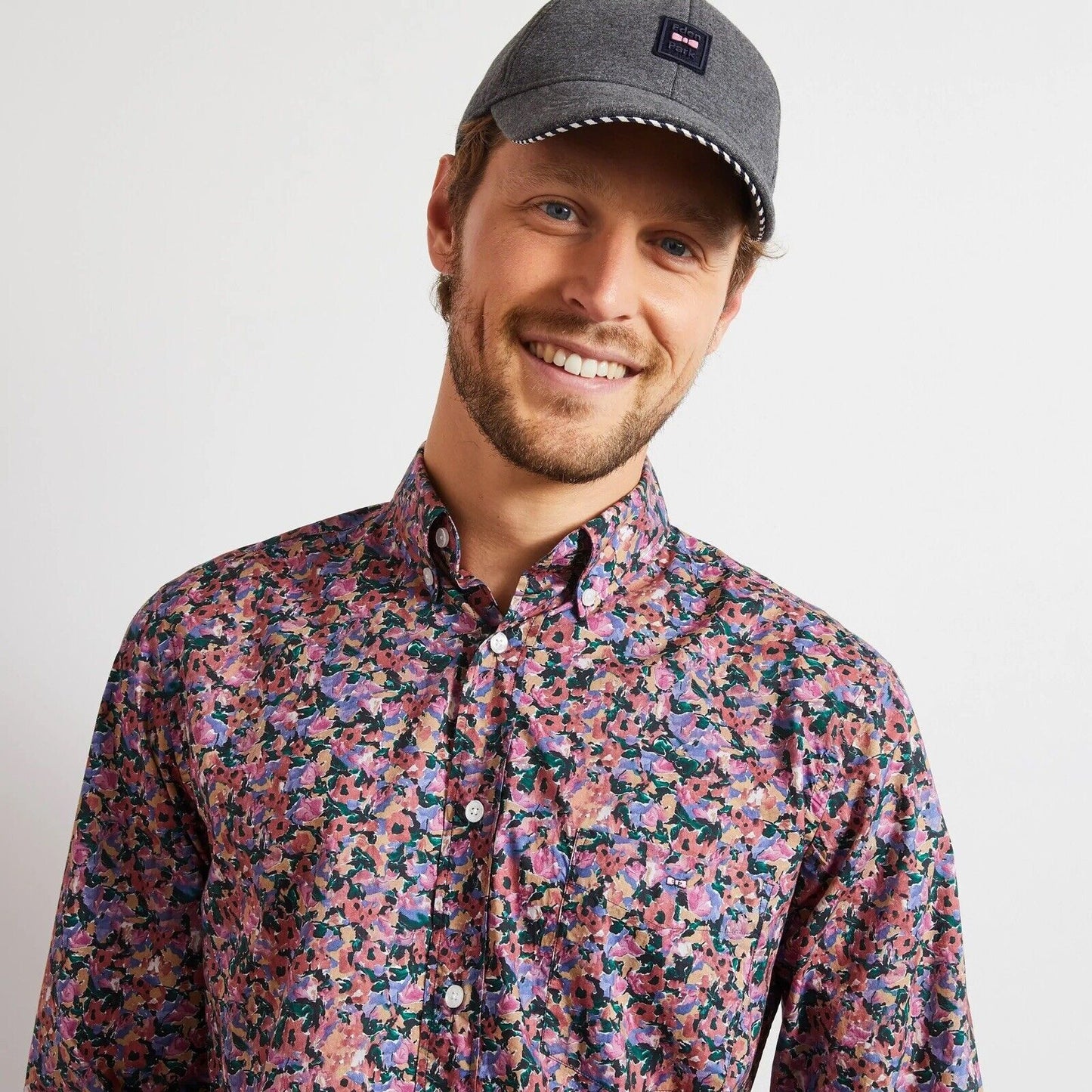 Poplin Shirt with a Floral Motif