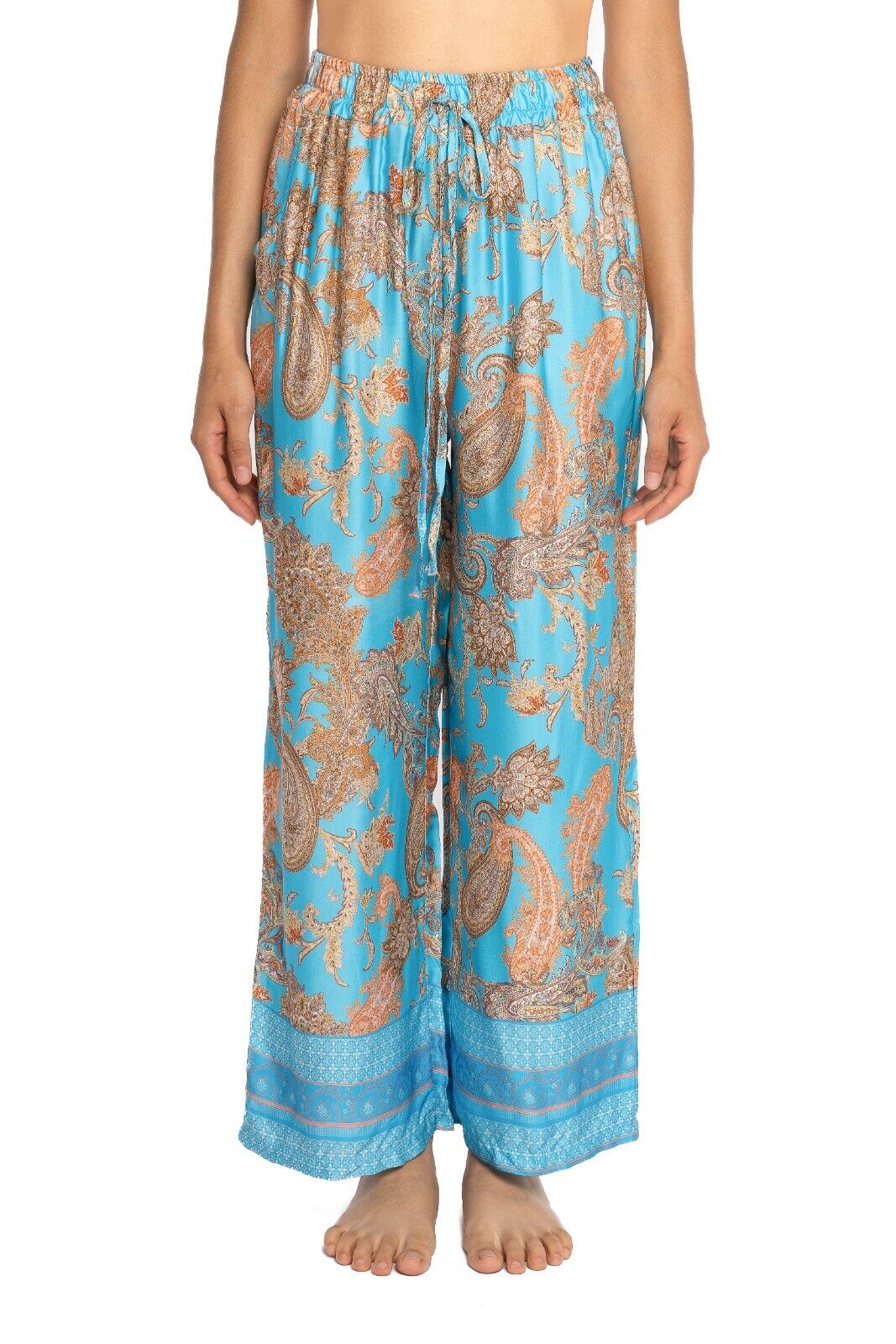 Blue and Gold Sight Seeing Satin Pant