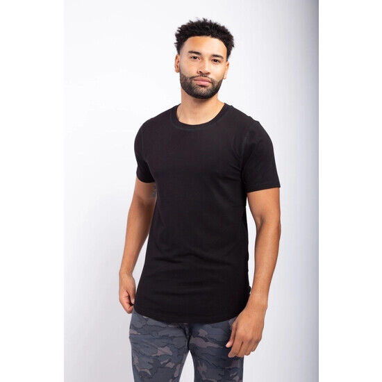 Black Tee with Curved Hem