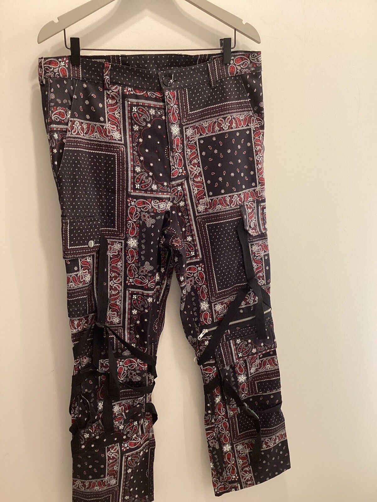 Men’s Red & White Bandana Cargo Pants